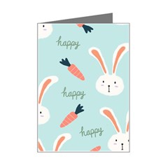 Bunny Carrot Pattern Background Mini Greeting Card