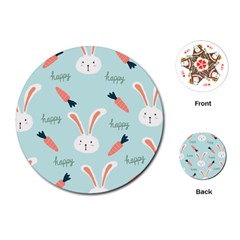 Bunny Carrot Pattern Background Playing Cards Single Design (round) by Wegoenart