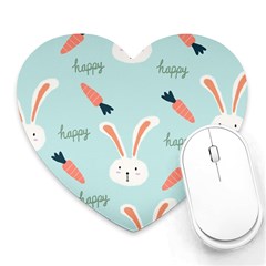 Bunny Carrot Pattern Background Heart Mousepad by Wegoenart