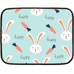 Bunny Carrot Pattern Background Fleece Blanket (mini) by Wegoenart