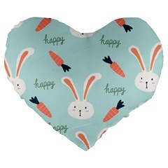 Bunny Carrot Pattern Background Large 19  Premium Flano Heart Shape Cushions by Wegoenart