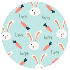 Bunny Carrot Pattern Background Round Trivet by Wegoenart