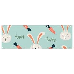 Bunny Carrot Pattern Background Banner And Sign 9  X 3 