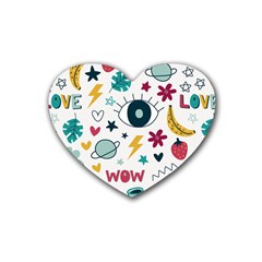 Wallpaper Background Cute Design Rubber Coaster (heart) by Wegoenart