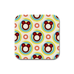 Hide And Seek Cute Cartoon Character Rubber Square Coaster (4 Pack) by Wegoenart