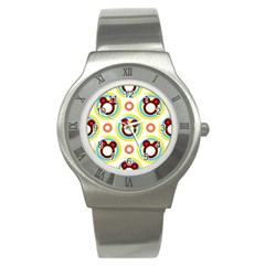 Hide And Seek Cute Cartoon Character Stainless Steel Watch by Wegoenart