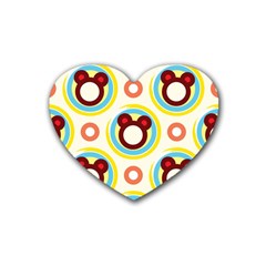 Hide And Seek Cute Cartoon Character Rubber Coaster (heart) by Wegoenart