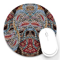 Stitched Swirls Round Mousepad by kaleidomarblingart