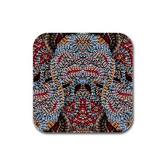 Stitched Swirls Rubber Square Coaster (4 Pack) by kaleidomarblingart