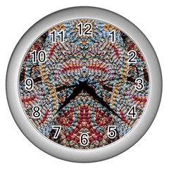 Stitched Swirls Wall Clock (silver) by kaleidomarblingart