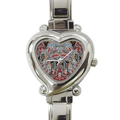 Stitched Swirls Heart Italian Charm Watch by kaleidomarblingart