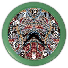 Stitched Swirls Color Wall Clock by kaleidomarblingart