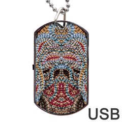 Stitched Swirls Dog Tag Usb Flash (two Sides) by kaleidomarblingart