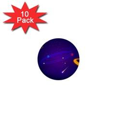 Cartoon Galaxy With Stars Background 1  Mini Buttons (10 Pack)  by danenraven