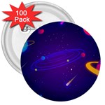 Cartoon Galaxy With Stars Background 3  Buttons (100 pack)  Front