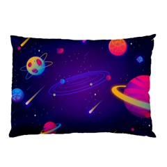 Cartoon Galaxy With Stars Background Pillow Case (two Sides) by danenraven