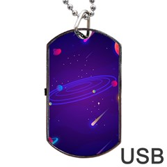 Cartoon Galaxy With Stars Background Dog Tag Usb Flash (one Side)