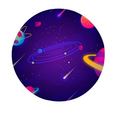 Cartoon Galaxy With Stars Background Mini Round Pill Box by danenraven