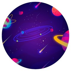 Cartoon Galaxy With Stars Background Round Trivet by danenraven