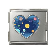 Galaxy Background Mega Link Heart Italian Charm (18mm)