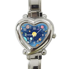 Galaxy Background Heart Italian Charm Watch by danenraven