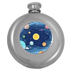 Galaxy Background Round Hip Flask (5 Oz) by danenraven