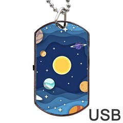 Galaxy Background Dog Tag Usb Flash (one Side) by danenraven