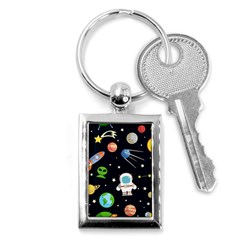 Space And Astronomy Decorative Symbols Seamless Pattern Vector Illustration Key Chain (rectangle) by danenraven