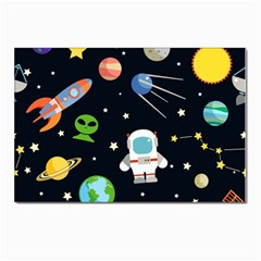 Space And Astronomy Decorative Symbols Seamless Pattern Vector Illustration Postcards 5  X 7  (pkg Of 10) by danenraven