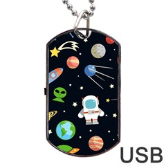 Space And Astronomy Decorative Symbols Seamless Pattern Vector Illustration Dog Tag Usb Flash (two Sides) by danenraven