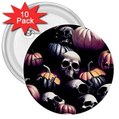 Halloween Party Skulls, Demonic Pumpkins Pattern 3  Buttons (10 Pack)  by Casemiro