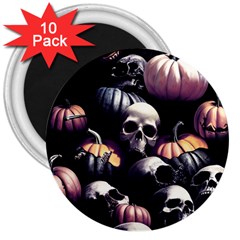 Halloween Party Skulls, Demonic Pumpkins Pattern 3  Magnets (10 Pack)  by Casemiro