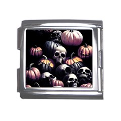 Halloween Party Skulls, Demonic Pumpkins Pattern Mega Link Italian Charm (18mm) by Casemiro