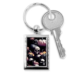 Halloween Party Skulls, Demonic Pumpkins Pattern Key Chain (rectangle) by Casemiro