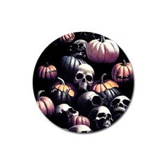 Halloween Party Skulls, Demonic Pumpkins Pattern Magnet 3  (round) by Casemiro