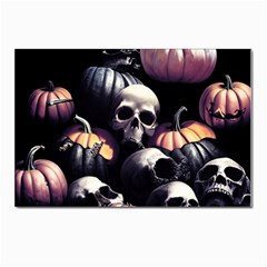 Halloween Party Skulls, Demonic Pumpkins Pattern Postcard 4 x 6  (pkg Of 10) by Casemiro