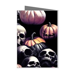 Halloween Party Skulls, Demonic Pumpkins Pattern Mini Greeting Cards (pkg Of 8)