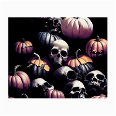 Halloween Party Skulls, Demonic Pumpkins Pattern Small Glasses Cloth by Casemiro