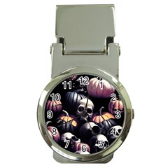 Halloween Party Skulls, Demonic Pumpkins Pattern Money Clip Watches by Casemiro