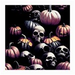 Halloween party skulls, Demonic pumpkins pattern Medium Glasses Cloth Front