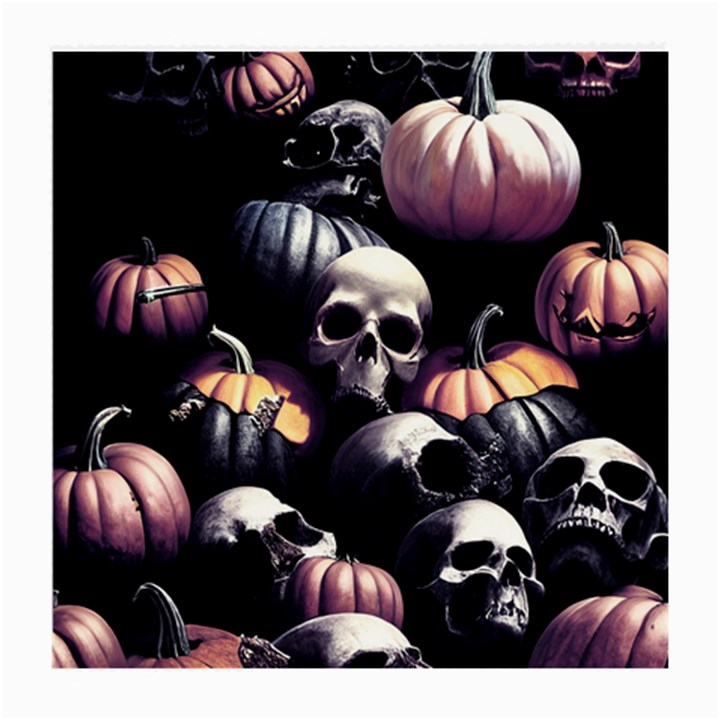 Halloween party skulls, Demonic pumpkins pattern Medium Glasses Cloth