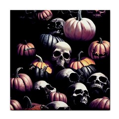 Halloween Party Skulls, Demonic Pumpkins Pattern Face Towel by Casemiro