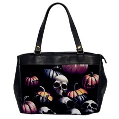 Halloween Party Skulls, Demonic Pumpkins Pattern Oversize Office Handbag by Casemiro