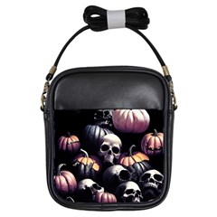 Halloween Party Skulls, Demonic Pumpkins Pattern Girls Sling Bag by Casemiro