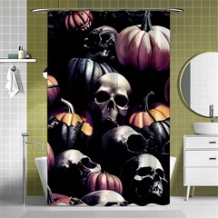 Halloween Party Skulls, Demonic Pumpkins Pattern Shower Curtain 48  X 72  (small)  by Casemiro