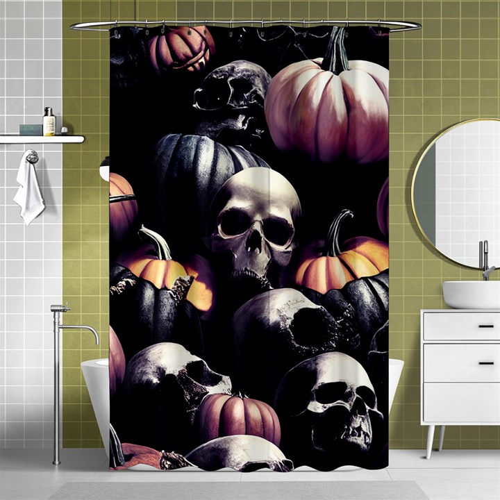 Halloween party skulls, Demonic pumpkins pattern Shower Curtain 48  x 72  (Small) 