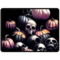 Halloween Party Skulls, Demonic Pumpkins Pattern Double Sided Fleece Blanket (large)  by Casemiro