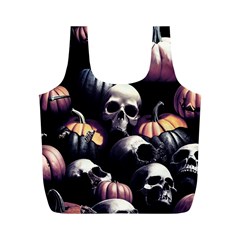 Halloween Party Skulls, Demonic Pumpkins Pattern Full Print Recycle Bag (m) by Casemiro