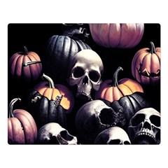 Halloween Party Skulls, Demonic Pumpkins Pattern Double Sided Flano Blanket (large)  by Casemiro