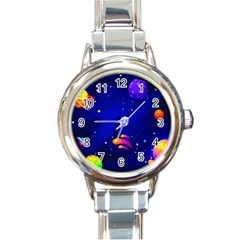 Artistic Space Planet Round Italian Charm Watch by danenraven